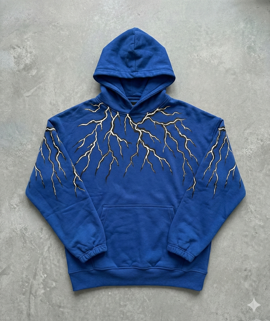 Blue Oversized Graphic Hoodie – ThunderBolt by AstroEyee