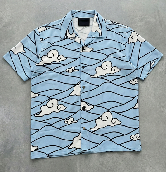 Sky Blue Anime Cloud Hawaiian Shirt – Hashira Drift by AstroEyee